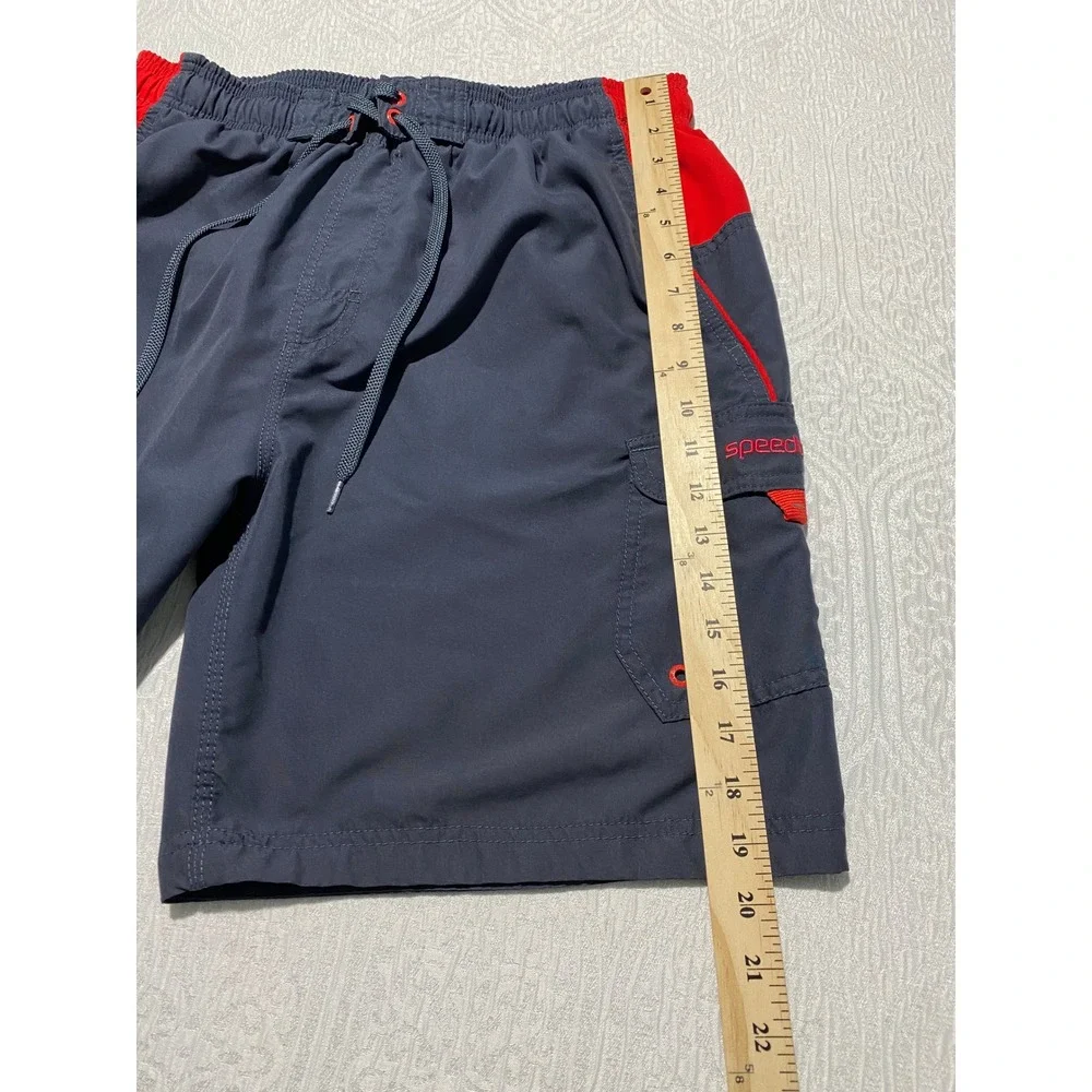 Speedo Mens XL Navy Blue Red Colorblock‎ Board Shorts Swim Trunks Cargo Pocket